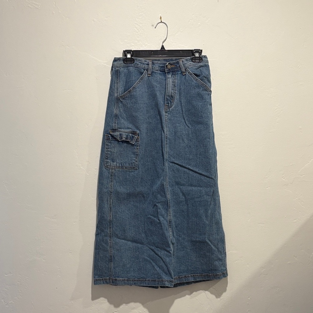 John Galt Denim Maxi Skirt with Pocket